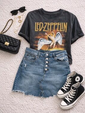 Maurices Distressed Blue Button-Up Denim Skirt